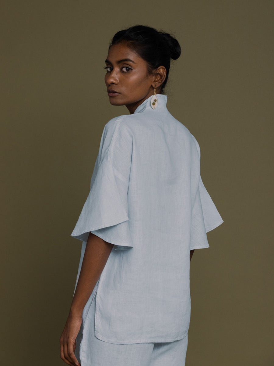 Releve Fashion Reistor Blue Wishing on Stardust Shirt Ethical Designer Brand Sustainable Fashion Conscious Clothing Purchase with Purpose Shop for Good