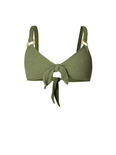 Releve Fashion SixtyNinety Cher Crinkle Bikini Top in Green Sustainable Swimwear Beachwear Slow Fashion Conscious Clothing Ethical Designer Brand Purchase with Purpose Shop for Good