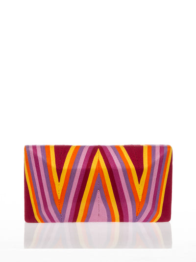 Releve Fashion Beatriz Purple Yellow Orange Chevron Cheska Clutch Bag Ethical Designers Sustainable Fashion Brands Artisanal Handmade Accessories Purchase with Purpose Shop for Good