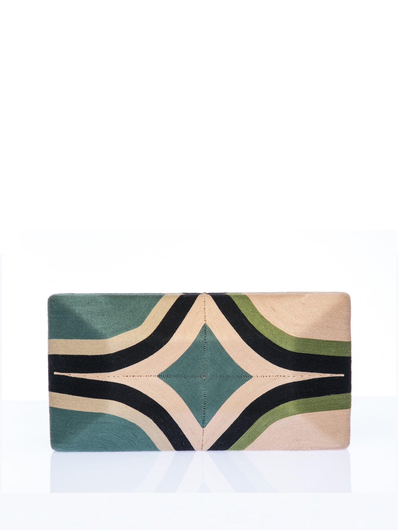 Releve Fashion Beatriz Green Beige Black Diamond Cheska Clutch Bag Ethical Designers Sustainable Fashion Brands Artisanal Handmade Accessories Purchase with Purpose Shop for Good