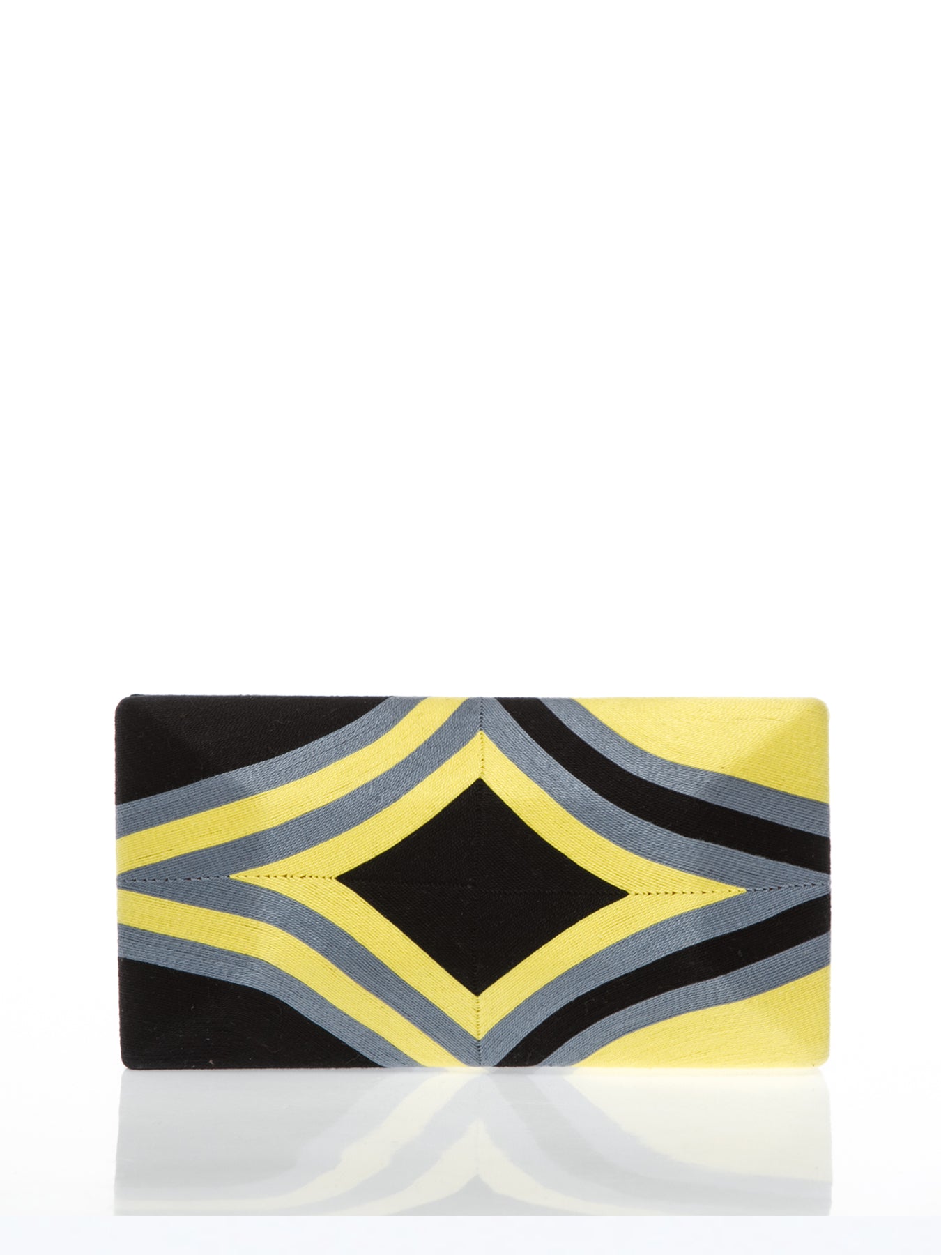 Cheska Diamond Clutch, Yellow / Black / Grey