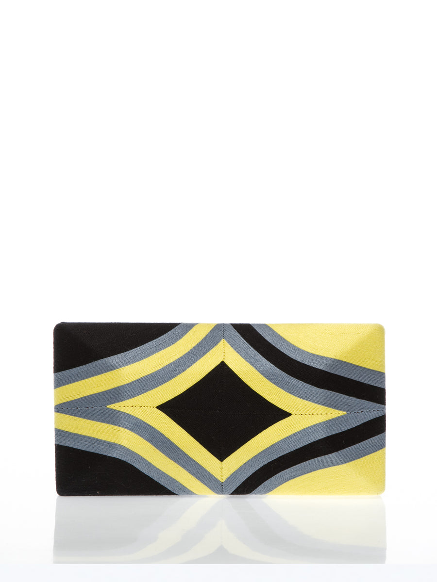 Releve Fashion Beatriz Yellow Grey Black Diamond Cheska Clutch Bag Ethical Designers Sustainable Fashion Brands Artisanal Handmade Accessories Purchase with Purpose Shop for Good