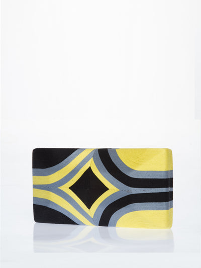 Releve Fashion Beatriz Yellow Grey Black Diamond Cheska Clutch Bag Ethical Designers Sustainable Fashion Brands Artisanal Handmade Accessories Purchase with Purpose Shop for Good