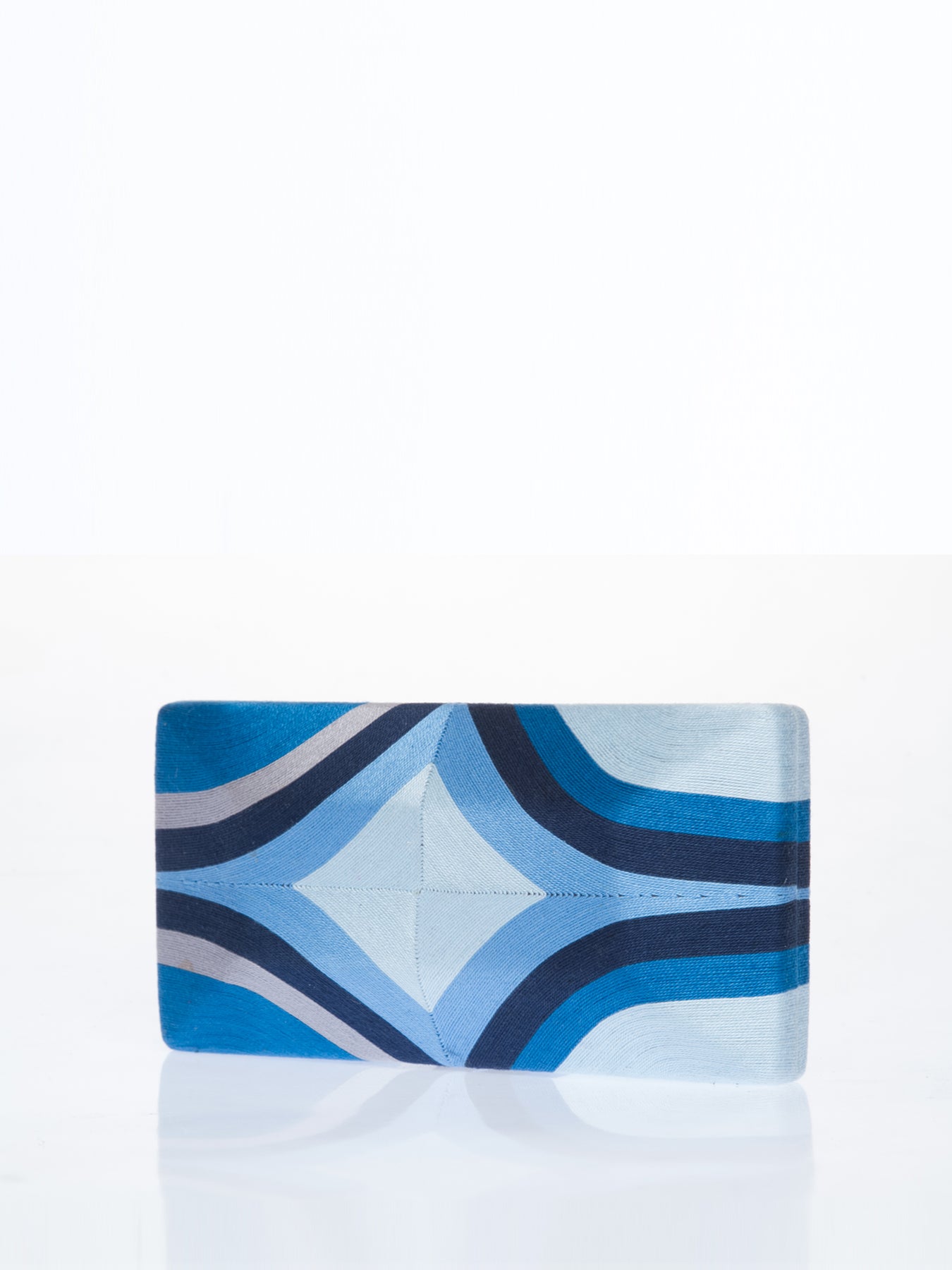 Releve Fashion Beatriz Blue Grey Navy Diamond Cheska Clutch Bag Ethical Designers Sustainable Fashion Brands Artisanal Handmade Accessories Purchase with Purpose Shop for Good