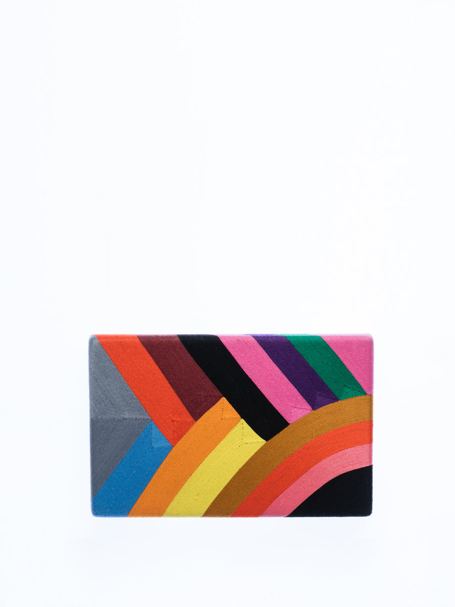 Releve Fashion Beatriz Rainbow Marge Clutch Bag Ethical Designers Sustainable Fashion Brands Artisanal Handmade Accessories Purchase with Purpose Shop for Good