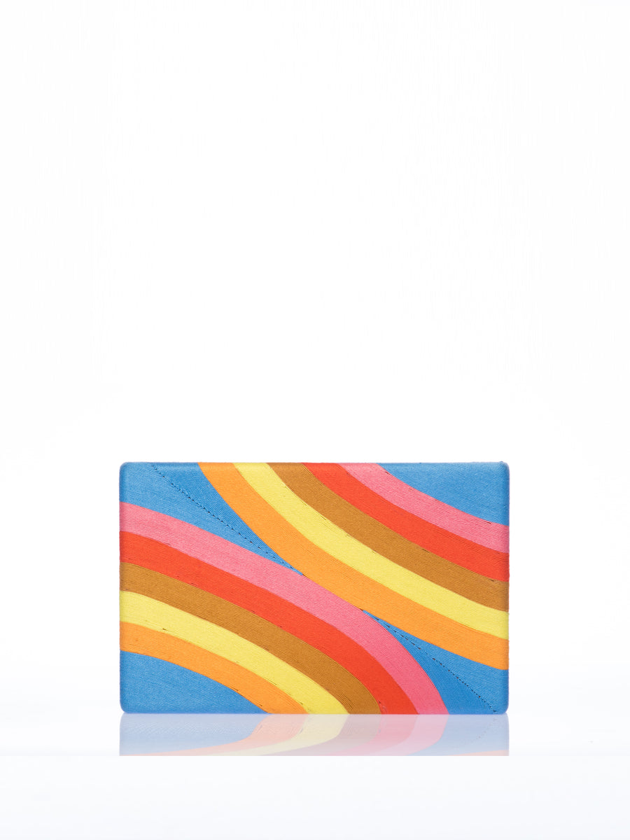 Releve Fashion Beatriz Blue Yellow Orange Marge Clutch Bag Ethical Designers Sustainable Fashion Brands Artisanal Handmade Accessories Purchase with Purpose Shop for Good