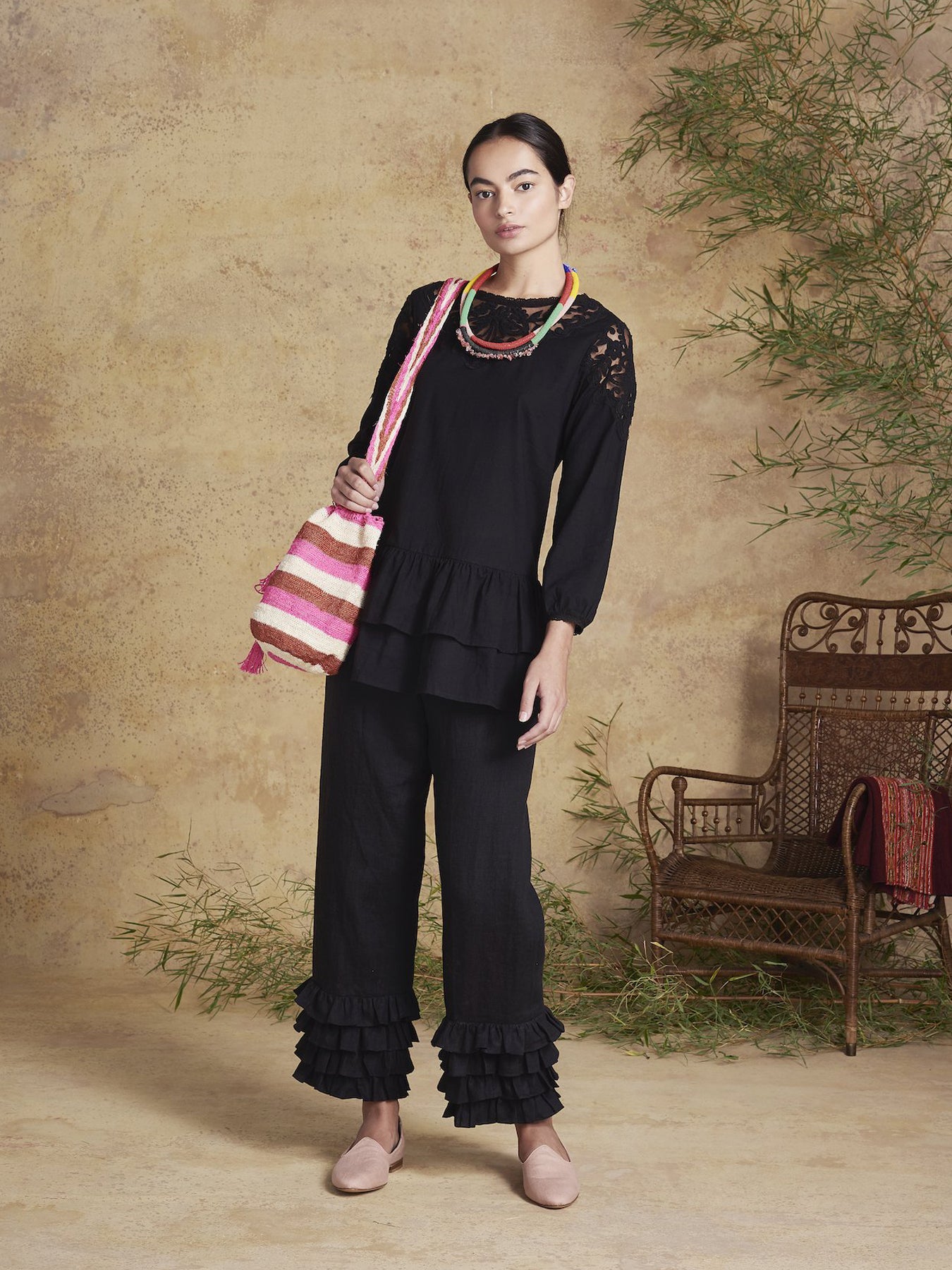 Releve Fashion Muzungu Sisters Black Dana Blouse Blouse Fables Ethical Designers Sustainable Fashion Brand Handmade Artisanal Positive Fashion Conscious Luxury Purchase with Purpose Shop for Good