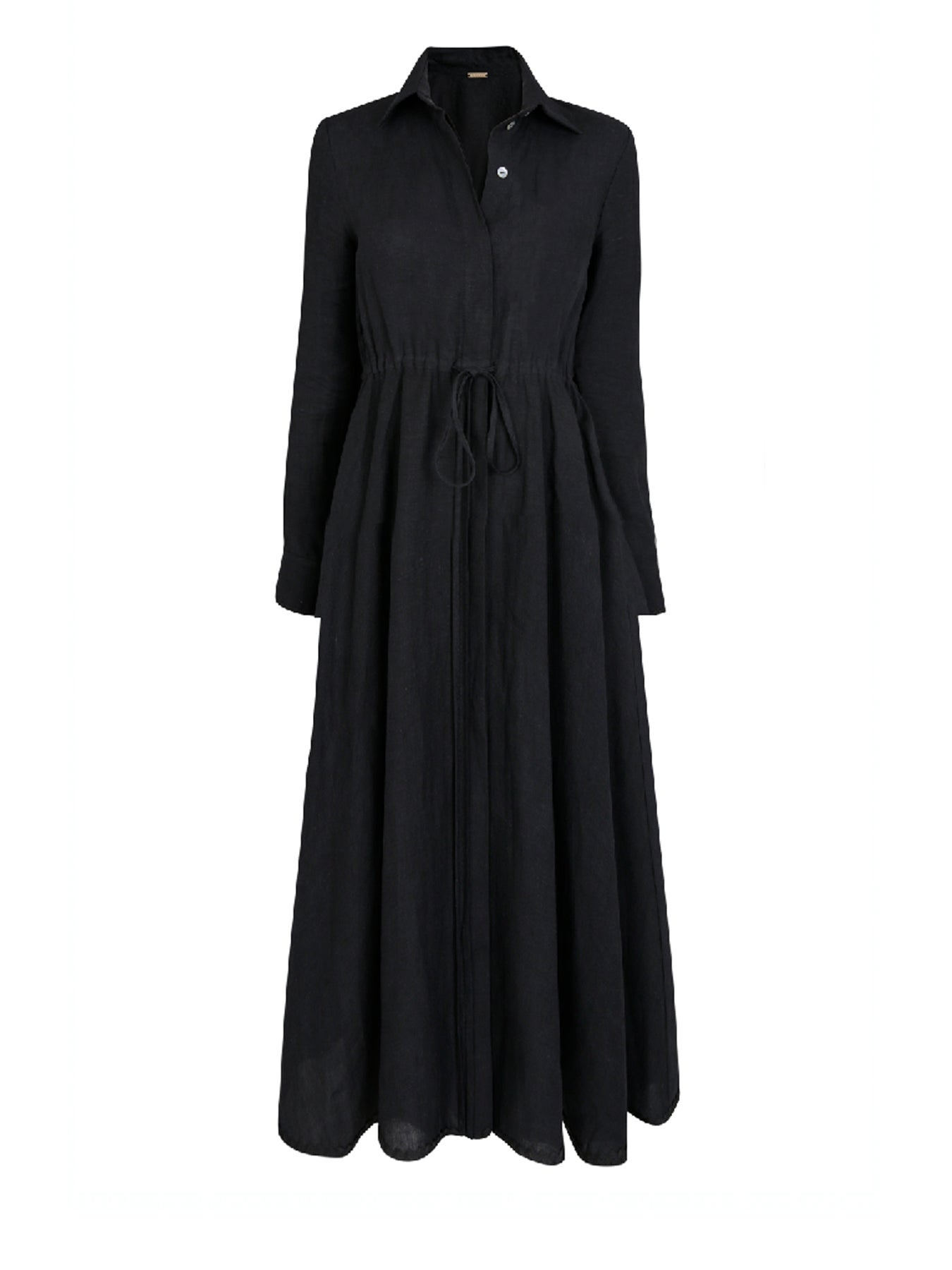 Releve Fashion Oramai London Black Amalfi Long Linen Dress Ethical Designers Sustainable Fashion Brands Eco-Age Brandmark Purchase with Purpose Shop for Good