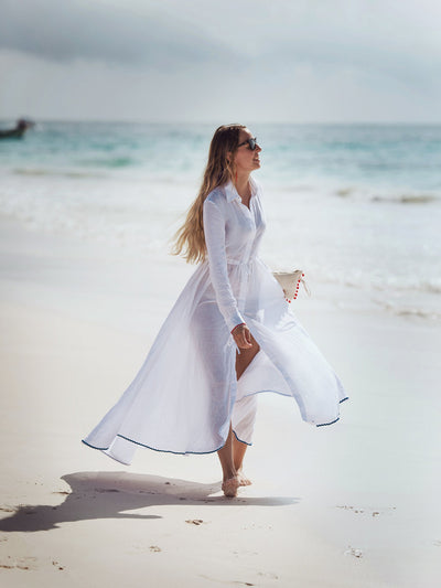 Releve Fashion Oramai London Amalfi Long Dress White Ethical Designers Sustainable Fashion Brands Eco-Age Brandmark Purchase with Purpose Shop for Good
