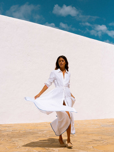 Releve Fashion Oramai London Amalfi Long Dress White Ethical Designers Sustainable Fashion Brands Eco-Age Brandmark Purchase with Purpose Shop for Good