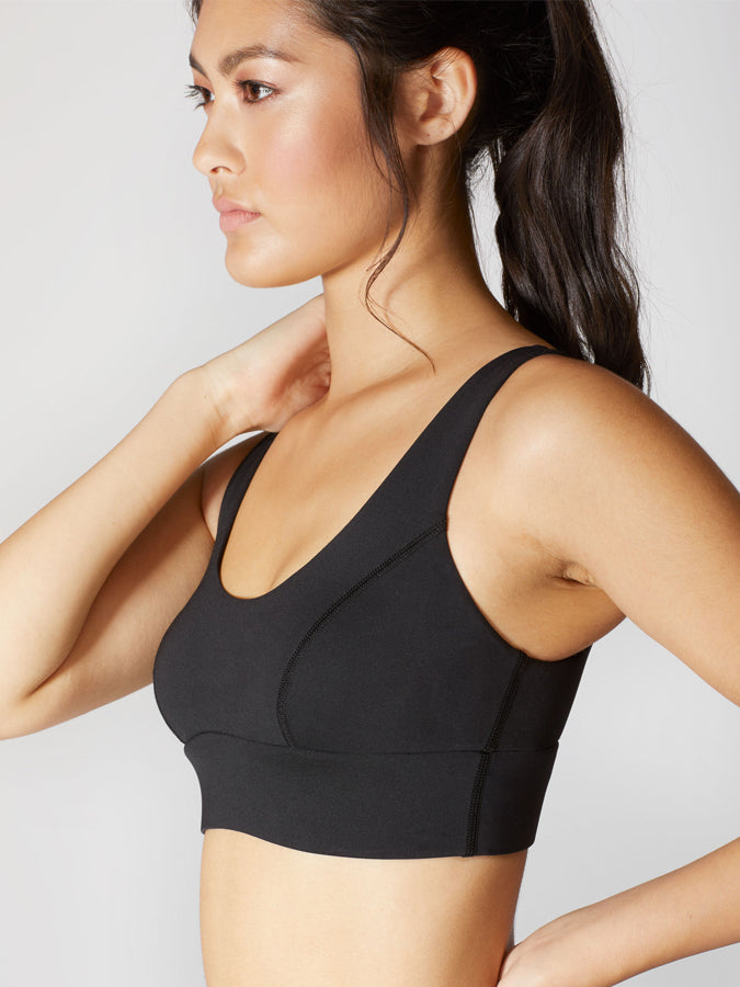 Releve Fashion Michi Athleisure Wear Ethical Designers Sustainable Fashion Brands Purchase with Purpose Shop for Good Lotus Bra Black