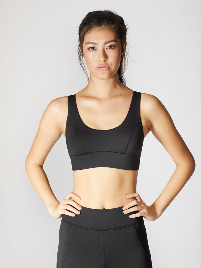 Releve Fashion Michi Athleisure Wear Ethical Designers Sustainable Fashion Brands Purchase with Purpose Shop for Good Lotus Bra Black