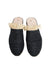 Raffia Slippers with Fringes, Black and Beige