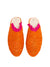 Raffia Slippers with Fringes, Orange and Pink