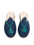 Raffia Slippers with Tassle, Blue and Turquoise