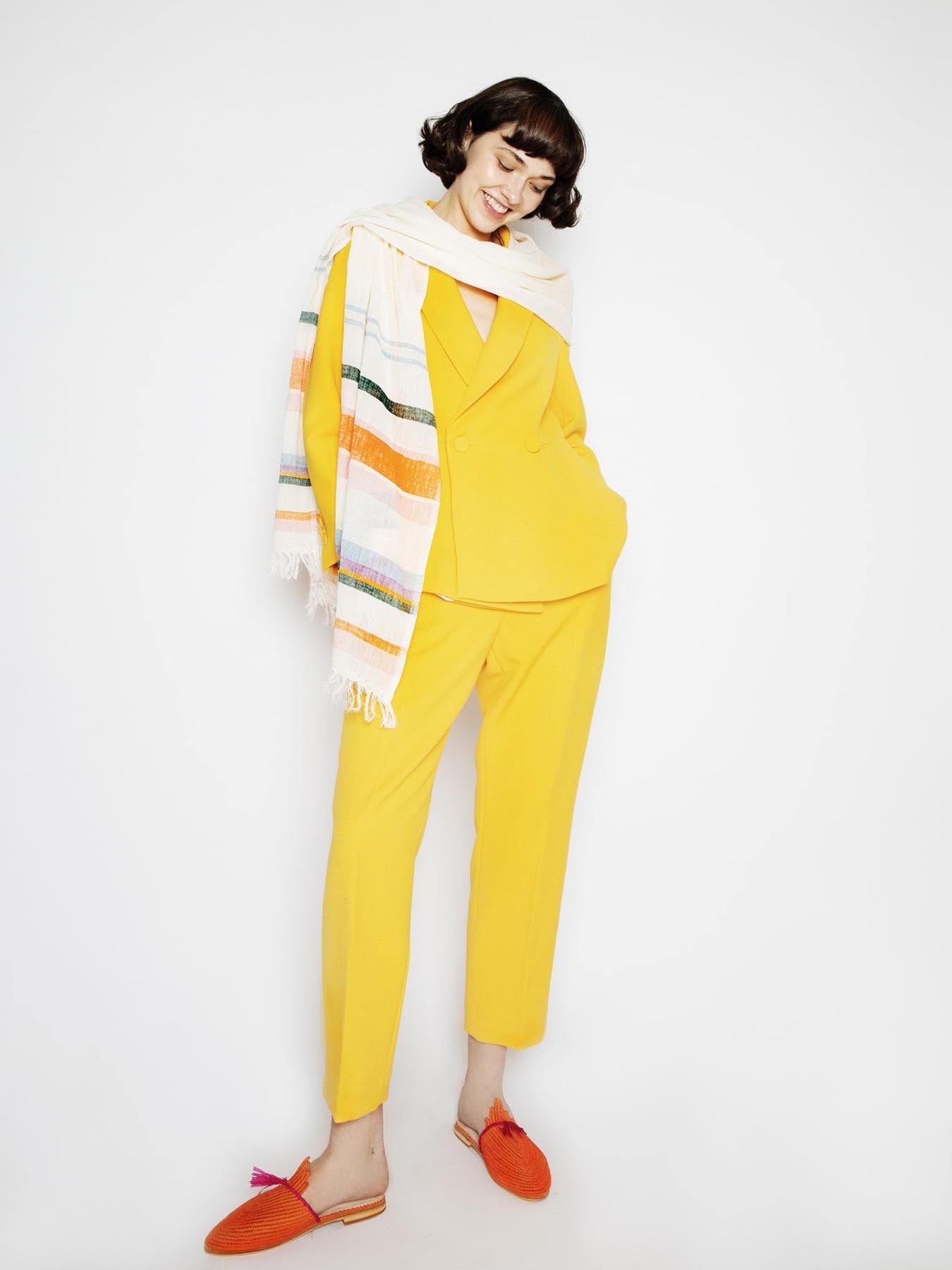 Releve Fashion Abury Orange and Pink Raffia Slippers with Tassle Sustainable Ethical Fashion Brand Certified B Corp Positive Luxury Brands to Trust Butterfly Mark Positive Fashion Purchase with Purpose Shop for Good