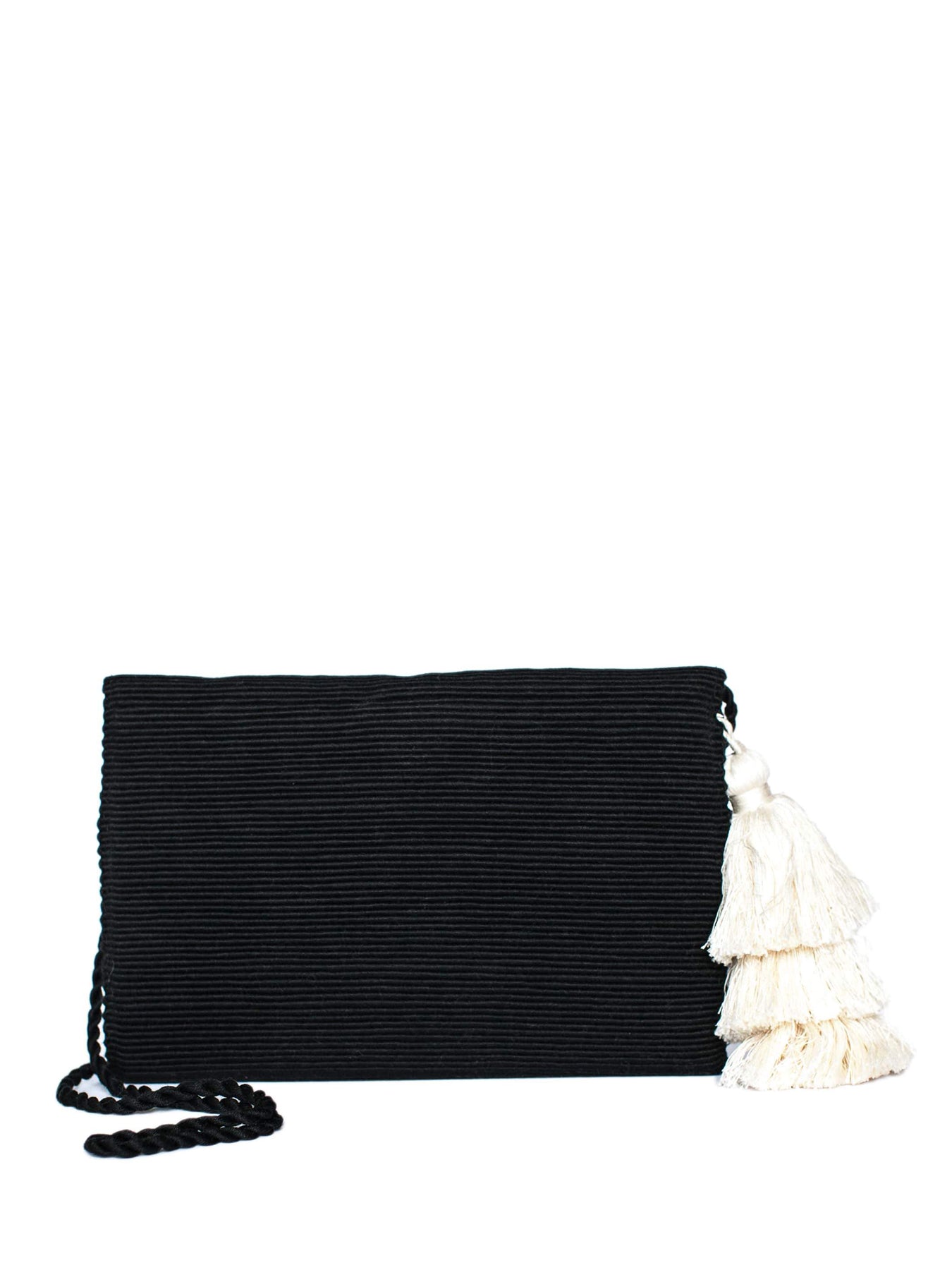 Black fringe clutch shop