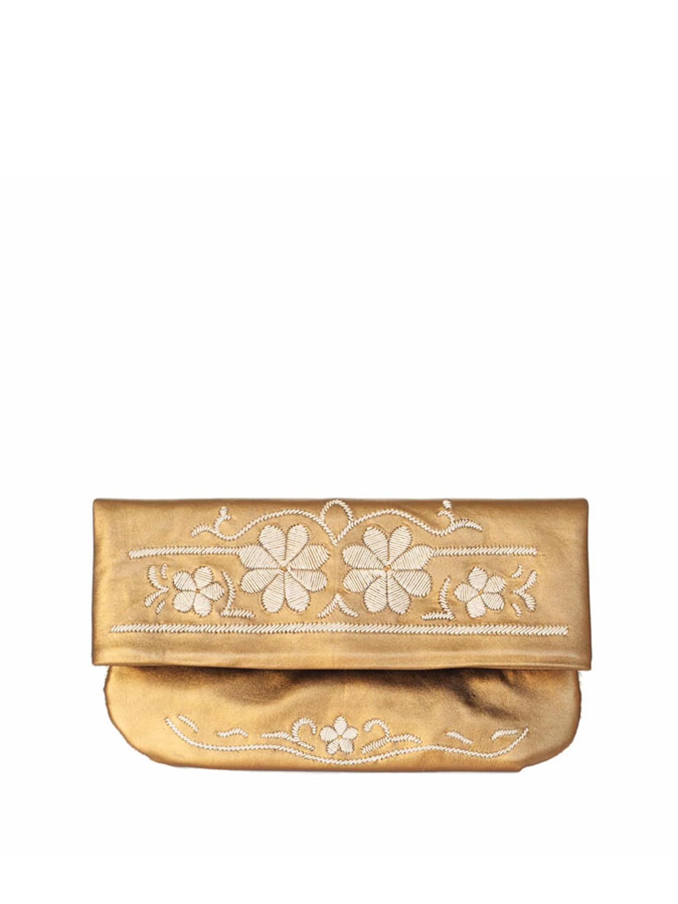 Releve Fashion Abury Shop for Good Buy Sustainable Fashion Ethical Fashion Brand Positive Fashion Positive Luxury Brands to Trust Butterfly Mark Certified B Corp Bronze Beige Floral Leather Clutch Bag