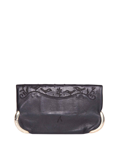 Releve Fashion Abury Shop for Good Buy Sustainable Fashion Ethical Fashion Brand Positive Fashion Positive Luxury Brands to Trust Butterfly Mark Certified B Corp Black Leather Lovebirds Clutch