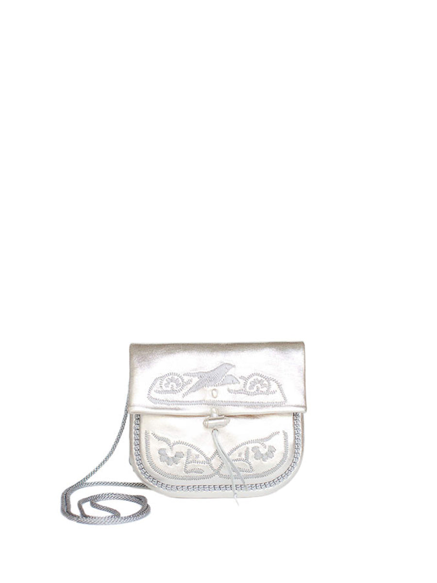 Releve Fashion Abury Shop for Good Buy Sustainable Fashion Ethical Fashion Brand Positive Fashion Positive Luxury Brands to Trust Butterfly Mark Certified B Corp Silver Leather Mini Berber Bag