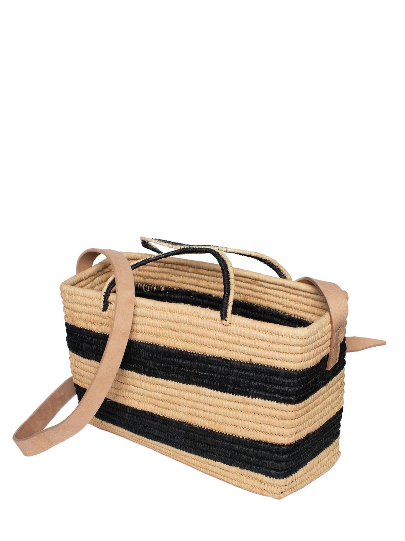 Raffia Summer Basket, Black / Natural