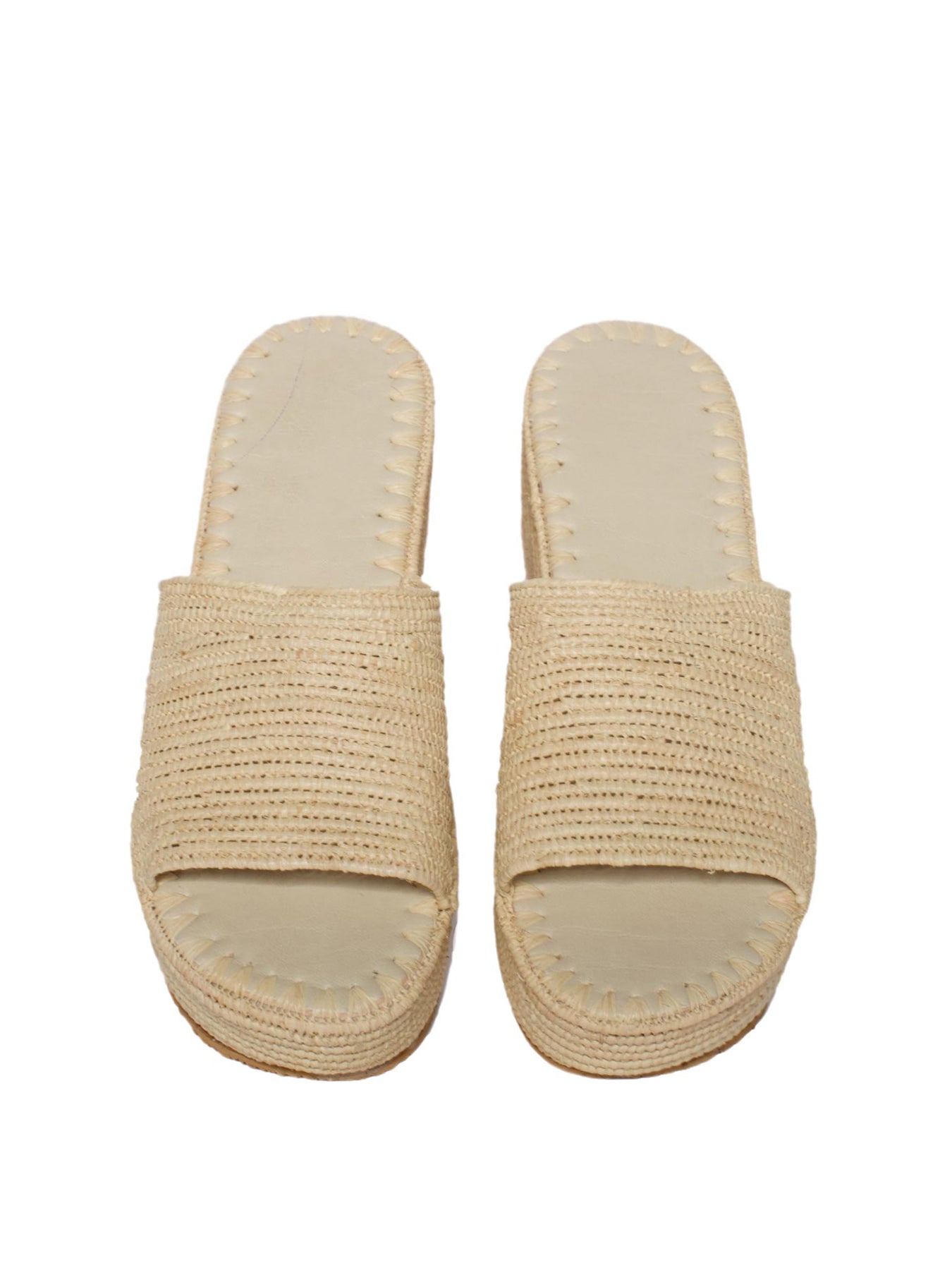 Raffia Plateau Slippers, Natural