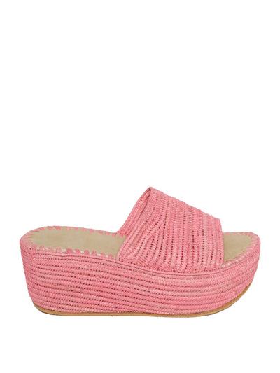 Releve Fashion Abury Raffia Summer Plateau Platform Sandals Rose Sustainable Ethical Fashion Brand Certified B Corp Positive Luxury Brands to Trust Butterfly Mark Positive Fashion Purchase with Purpose Shop for Good