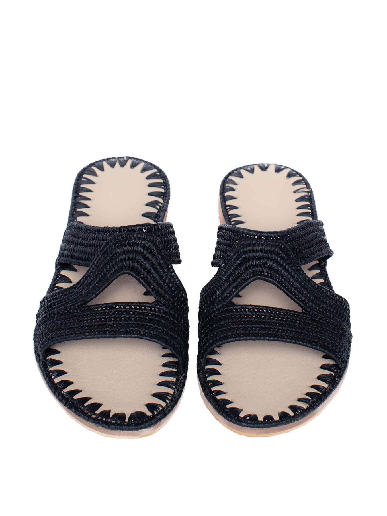 Raffia Habeeba Slippers, Black
