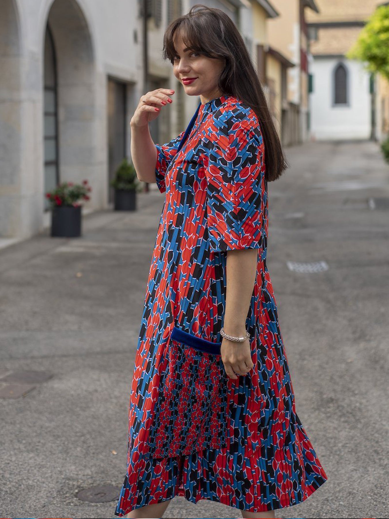 Releve Fashion | Appareal Emily Kaftan Dress, Red / Blue Releve Fashion | Appareal Emily Kaftan Dress, Red / Blue
