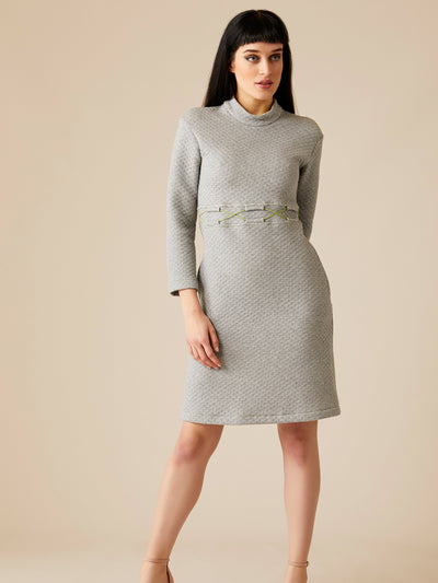 Releve Fashion Appareal Grey Hexagon Quilted Louise Dress Sustainable Fashion Conscious Clothing Ethical Designer Brand Technical Design Innovative Materials Purchase with Purpose Shop for Good