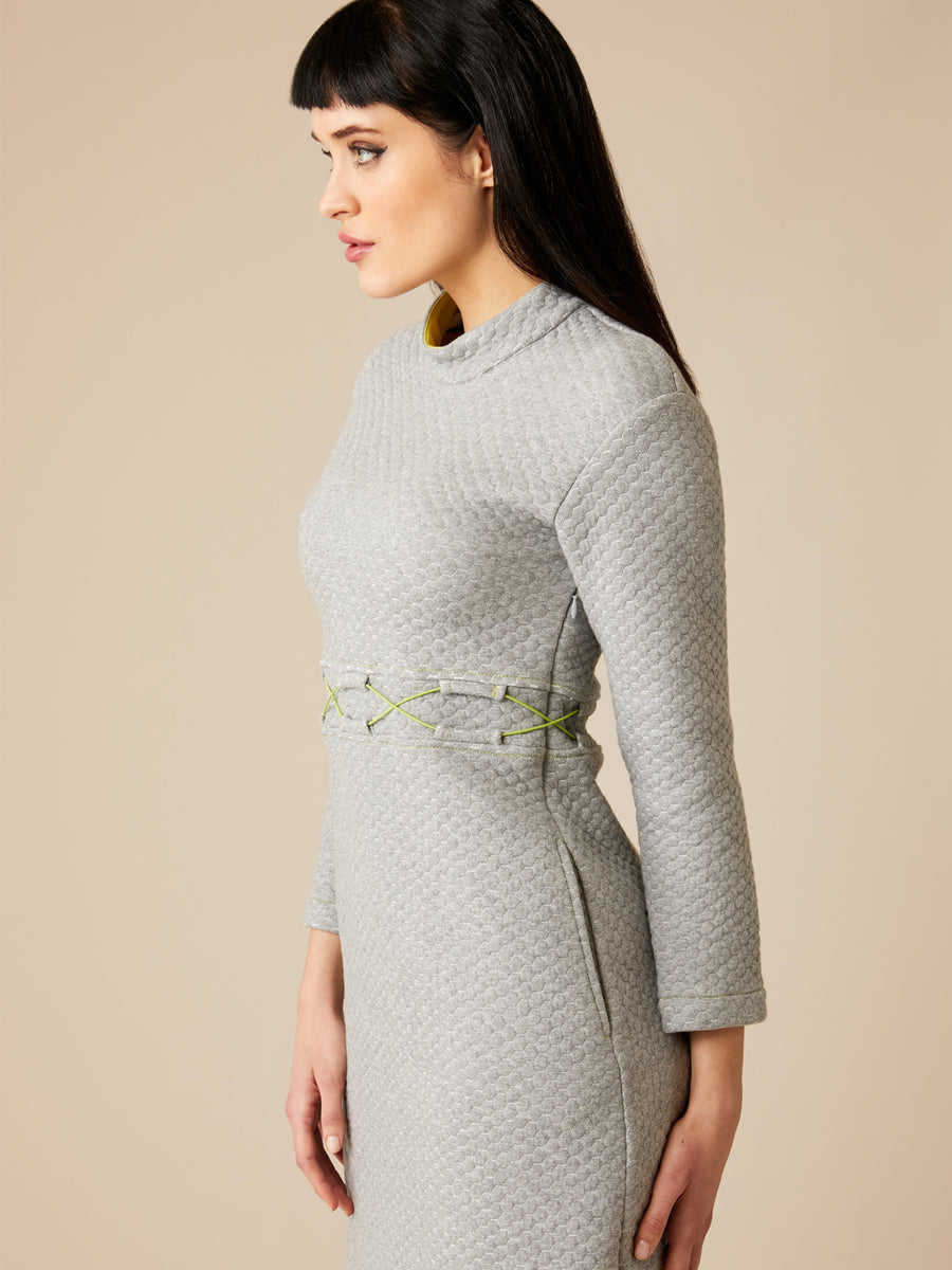 Louise Quilted Dress, Grey