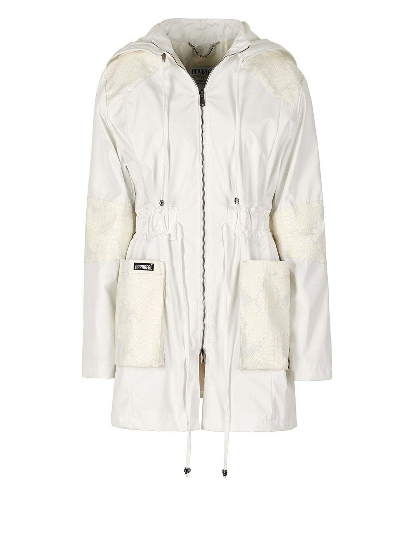 Releve Fashion Appareal Off-White Melissandra Gabardine and Faux Python Parka Sustainable Fashion Conscious Clothing Ethical Designer Brand Technical Design Innovative Materials Purchase with Purpose Shop for Good