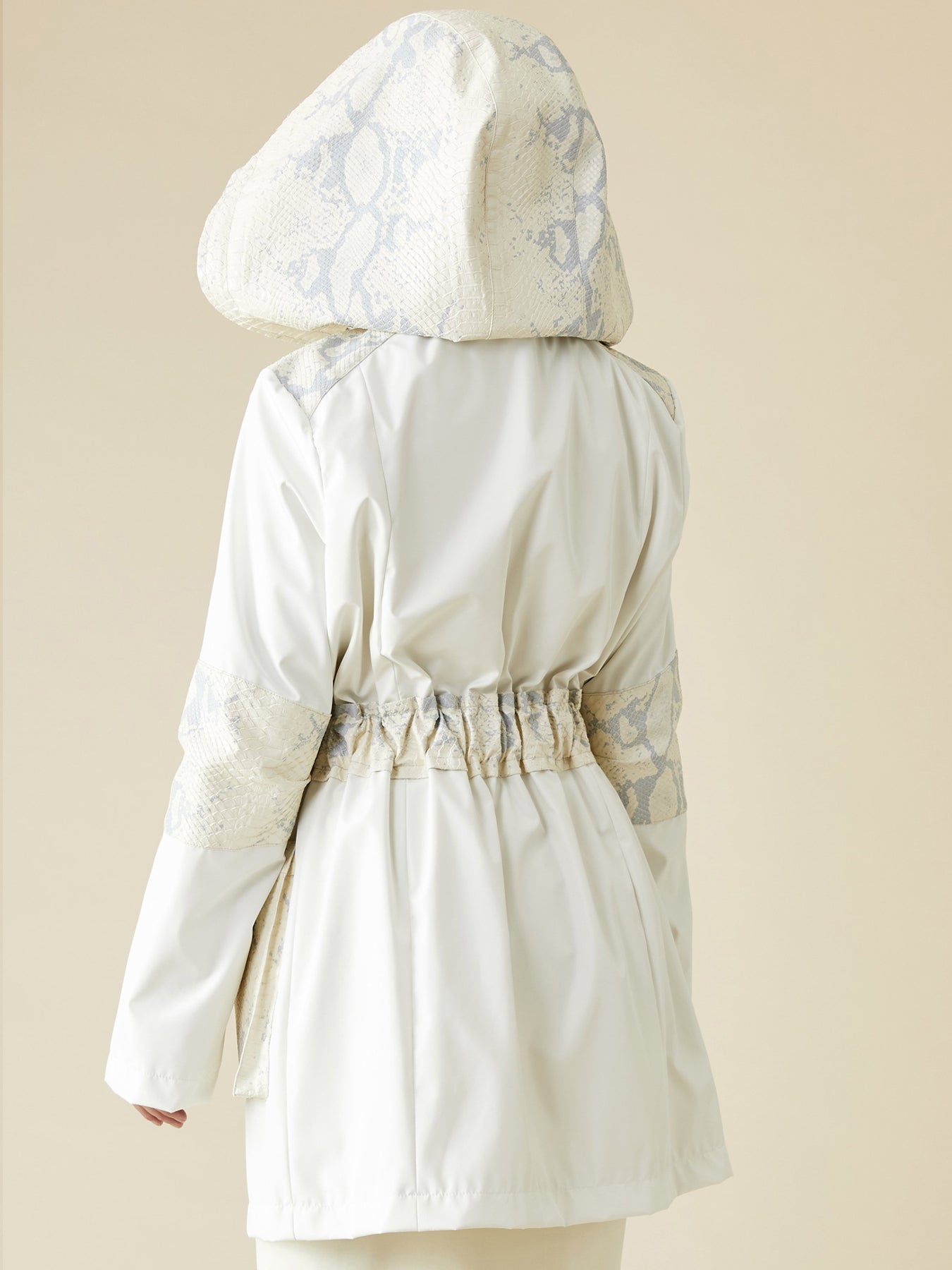 Releve Fashion Appareal Off-White Melissandra Gabardine and Faux Python Parka Sustainable Fashion Conscious Clothing Ethical Designer Brand Technical Design Innovative Materials Purchase with Purpose Shop for Good