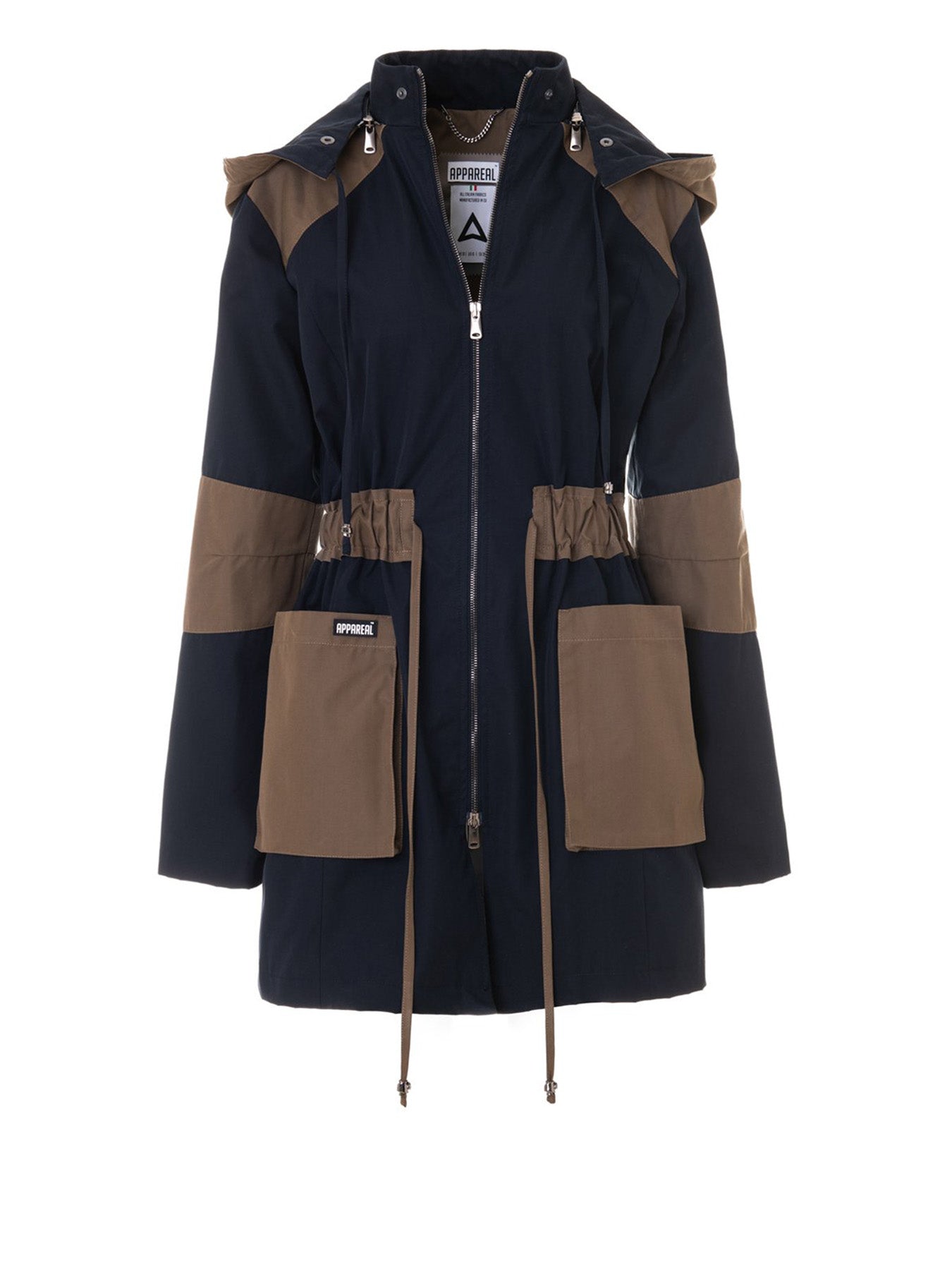 Releve Fashion Appareal Black Brown Melissandra Recycled Cotton Parka Sustainable Fashion Conscious Clothing Ethical Designer Brand Technical Design Innovative Materials Purchase with Purpose Shop for Good