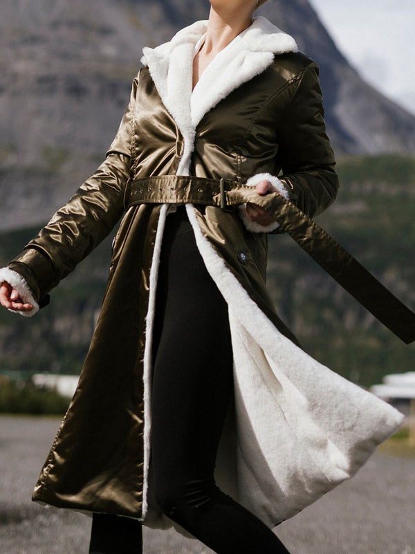 Releve Fashion Appareal Teddy Faux Fur Coat Gold