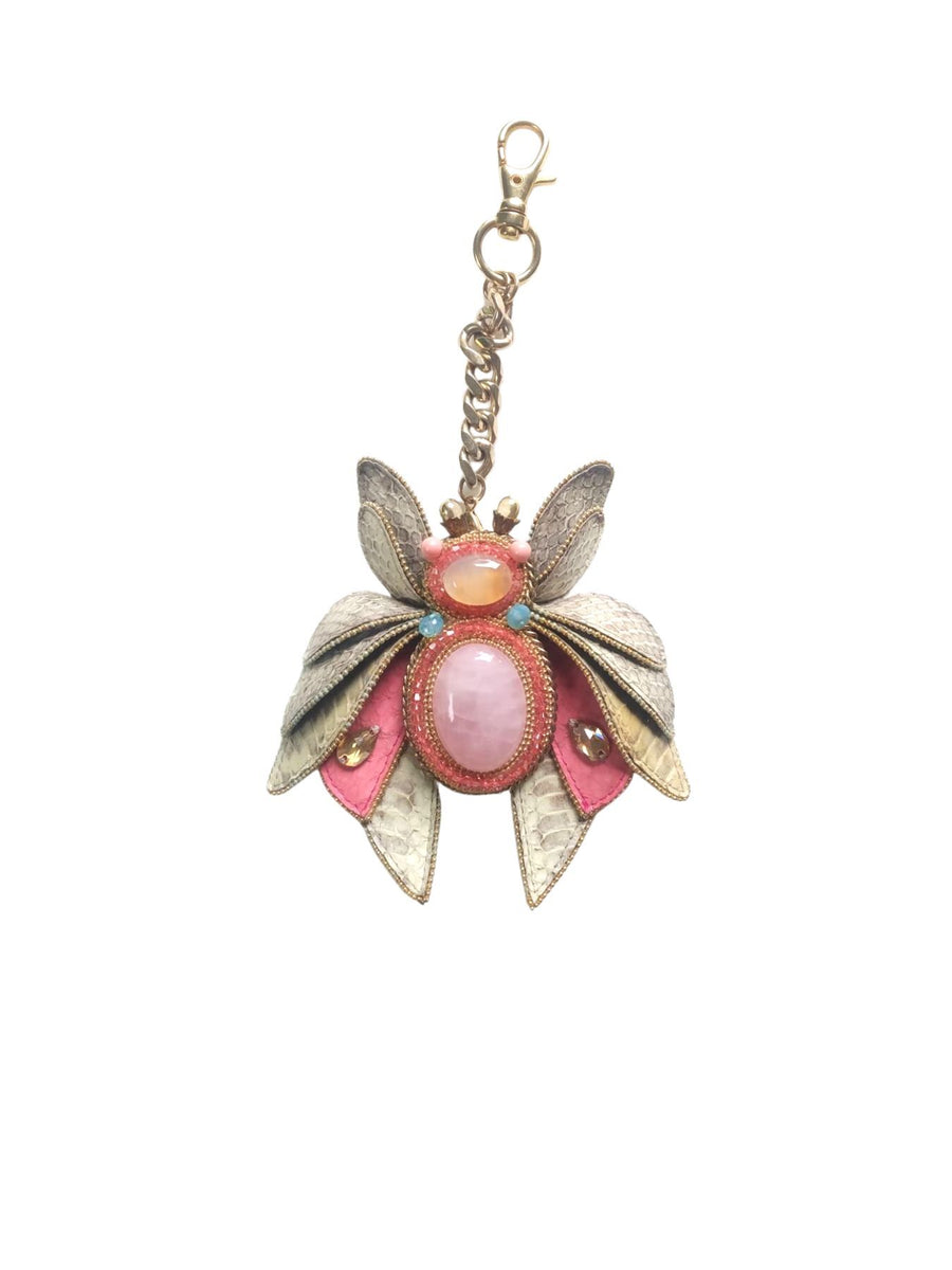 Releve Fashion Bea Valdes Bug Brooch Pin, Pink and Beige / Brown Handmade Luxury Accessories Ethical Jewelry Designers Sustainable Fashion Brands Artisanal Purchase with Purpose Shop for Good