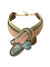 Hard Collar Necklace with Semi-Precious Stones, Tan / Caramel / Green