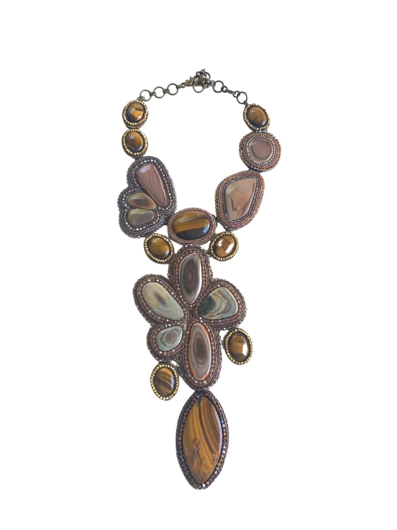 Lilypad Jasper Necklace, Pastel / Burgundy