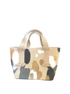 Releve Fashion Bea Valdes Beige / Black / Gold in Painted Linen Tote Bag Ethical Luxury Brand Sustainable Bag Conscious Fashion Purchase with Purpose Shop for Good