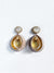 Stone and Snakeskin Earrings, Beige / Metallic Gold / Ivory