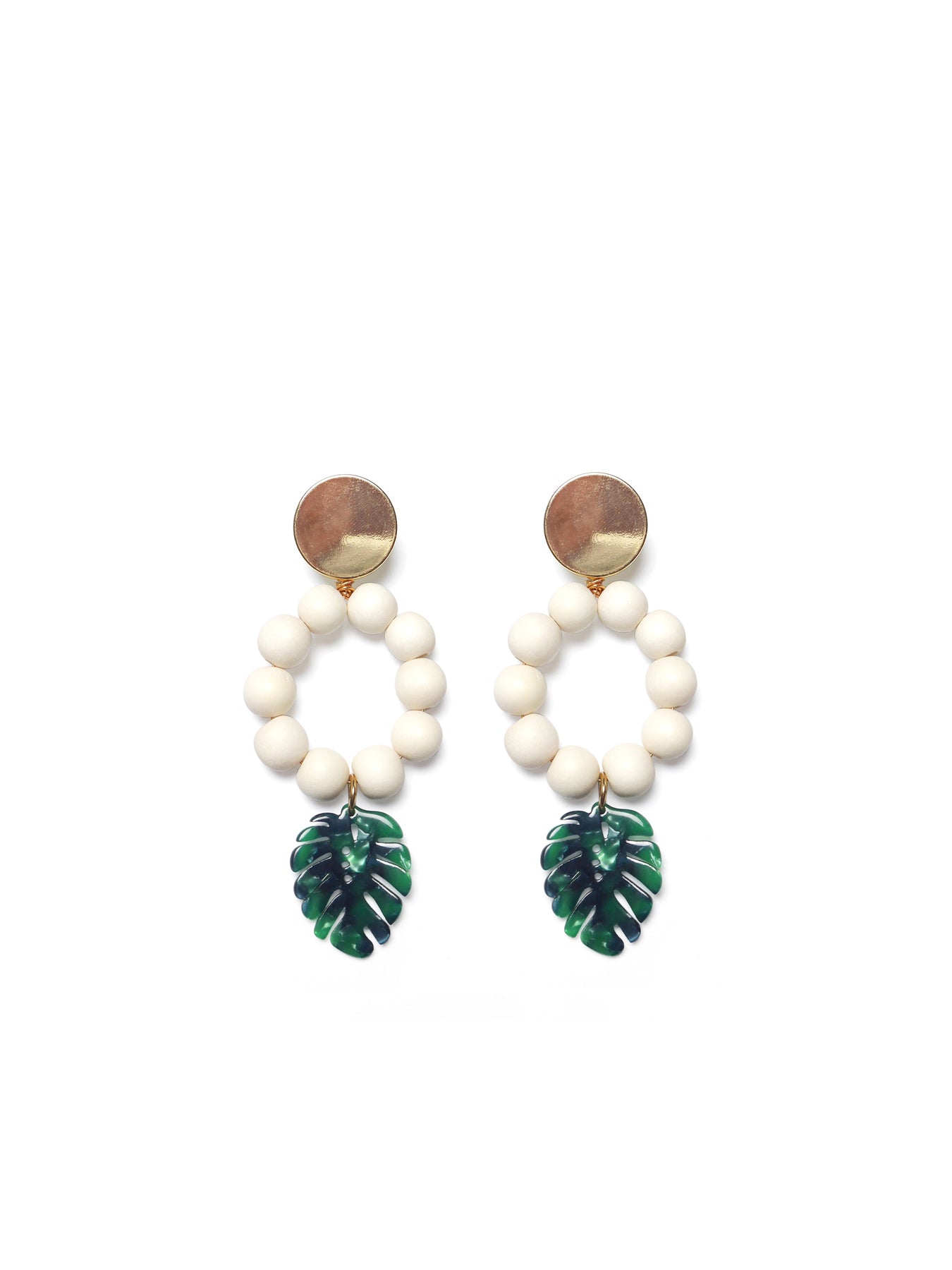 Lola Earrings, White and Green