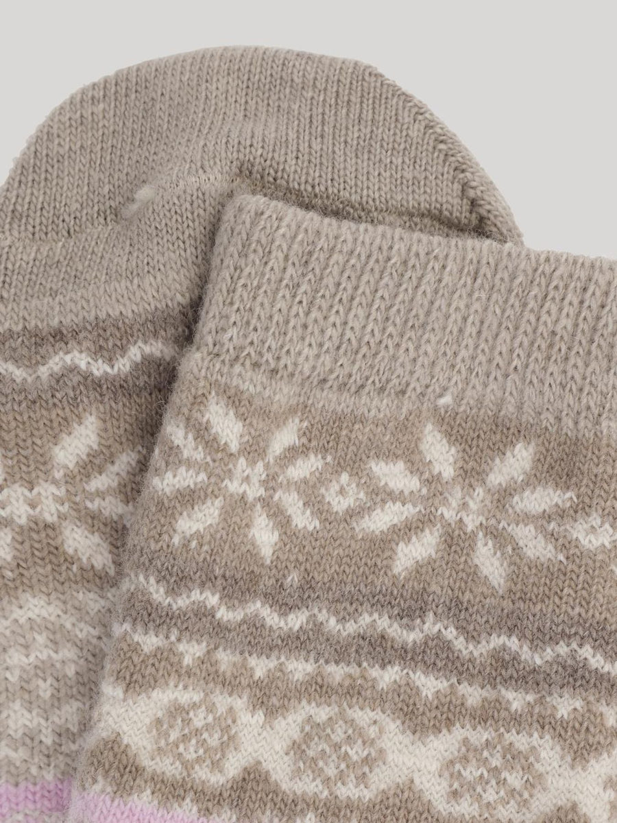 Ellen Recycled Norwegian Knit Crew Socks, Grey / Rose