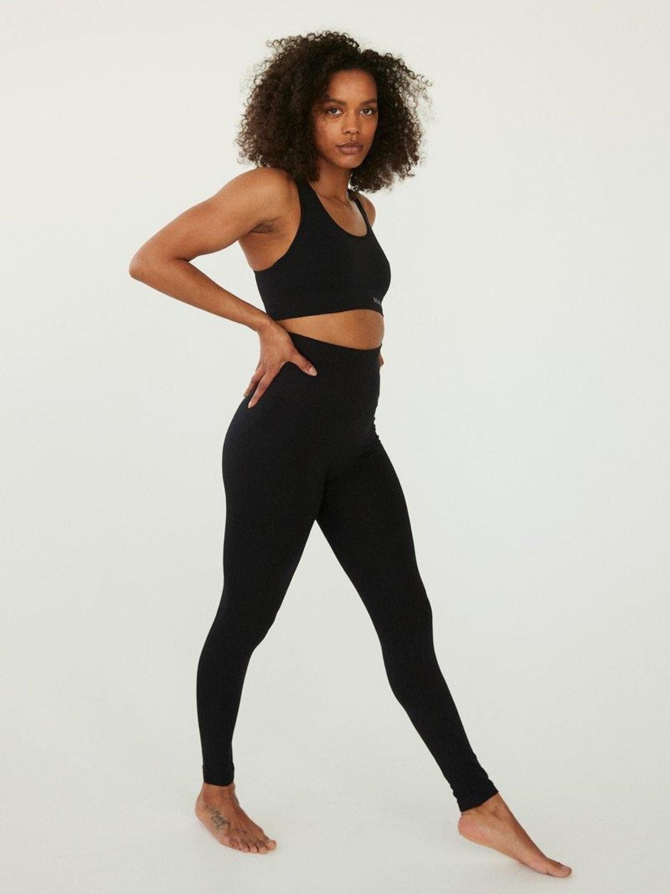 Lena Seamless Rib Legging, Black