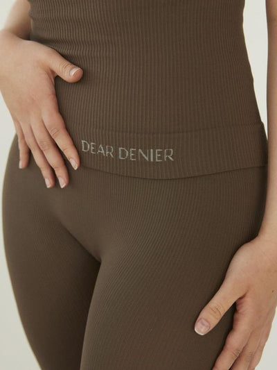 Releve Fashion Dear Denier Lena Seamless Rib Legging in Brown Ethical Luxury Brand Sustainable Clothing Conscious Fashion Purchase with Purpose Shop for Good