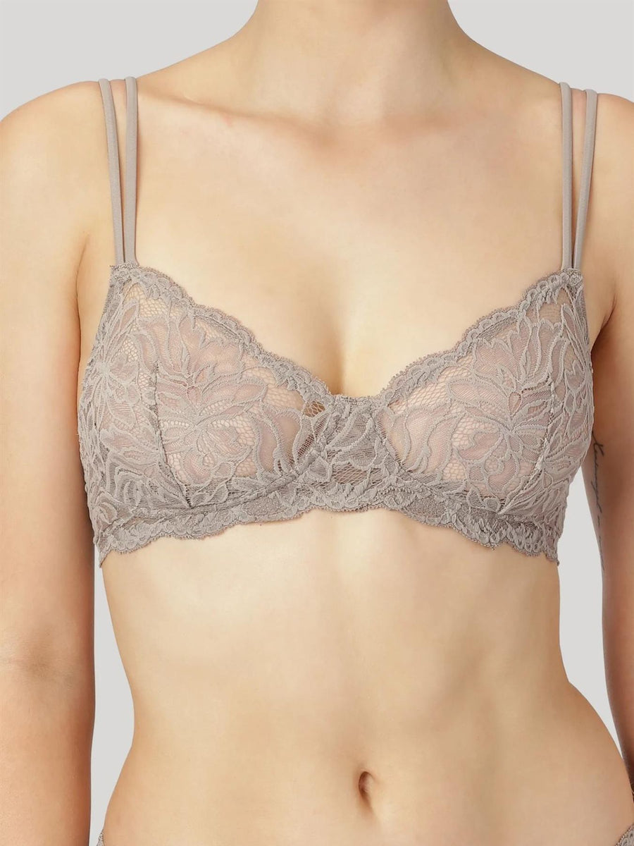 Releve Fashion Dear Denier Magnolia Recycled Wire-Free Lace Bra, Taupe Ethical Luxury Brand Sustainable Clothing Conscious Fashion Purchase with Purpose Shop for Good