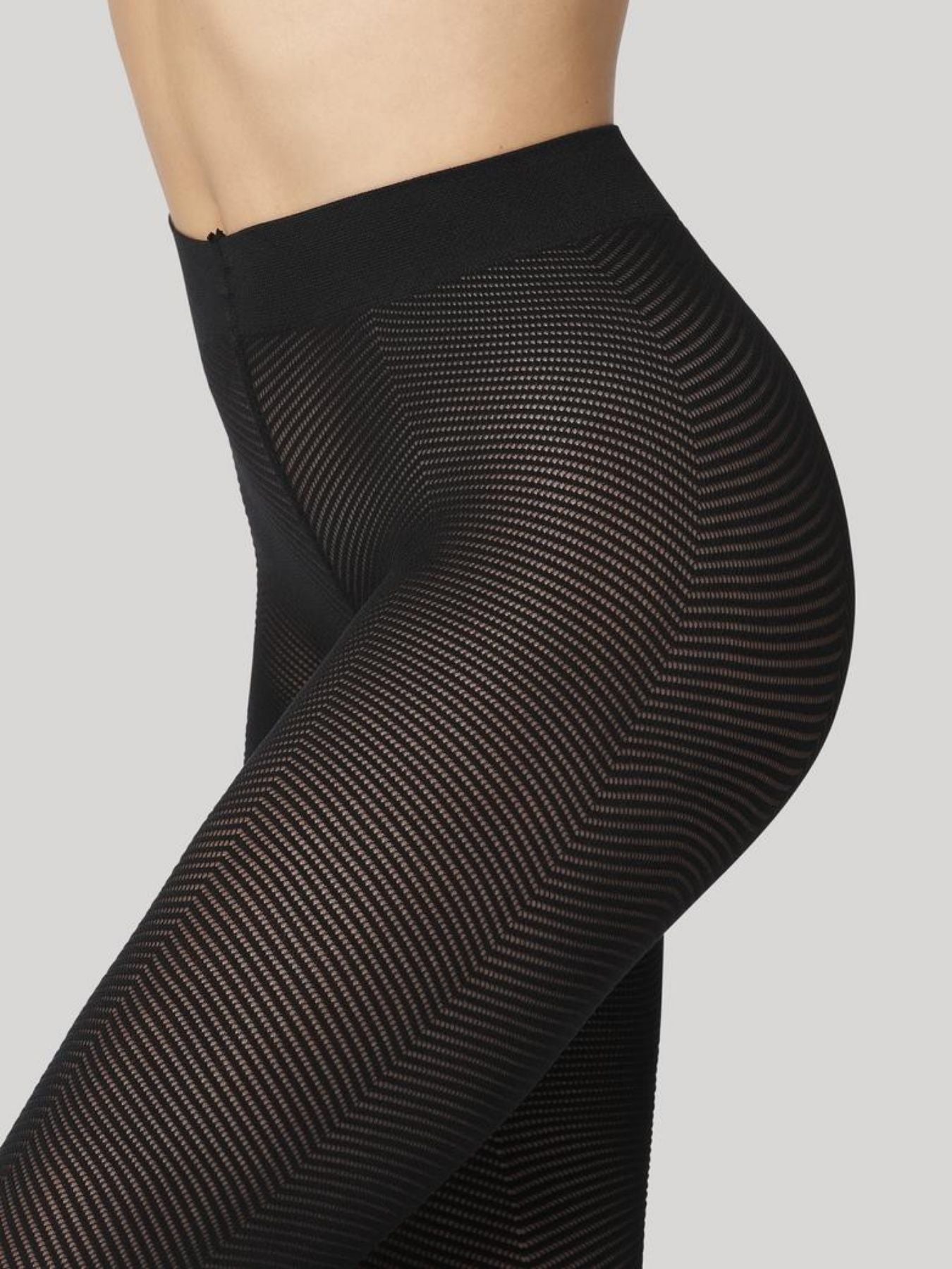 Releve Fashion Dear Denier Petrina Herringbone Tight, Black Ethical Luxury Brand Sustainable Clothing Conscious Fashion Purchase with Purpose Shop for Good