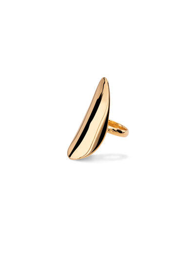 Relevé Fashion Emi & Eve Juno Leaf Ring in Gold Made of Recycled Missile Shells Responsible Luxury Conflict-Free Jewellery Ethical and Sustainable Designer Brand Purchase with Purpose Shop for Good