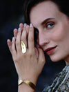 Relevé Fashion Emi & Eve Juno Leaf Ring in Gold Made of Recycled Missile Shells Responsible Luxury Conflict-Free Jewellery Ethical and Sustainable Designer Brand Purchase with Purpose Shop for Good