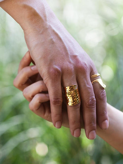 Relevé Fashion Emi & Eve Naturae Ring Gold Made of Recycled Missile Shells Responsible Luxury Conflict-Free Jewellery Ethical and Sustainable Designer Brand Purchase with Purpose Shop for Good