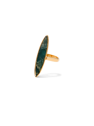 Relevé Fashion Emi & Eve Tonle Ring with Krovanh Stone and Gold Made of Recycled Missile Shells Responsible Luxury Conflict-Free Jewellery Ethical and Sustainable Designer Brand Purchase with Purpose Shop for Good